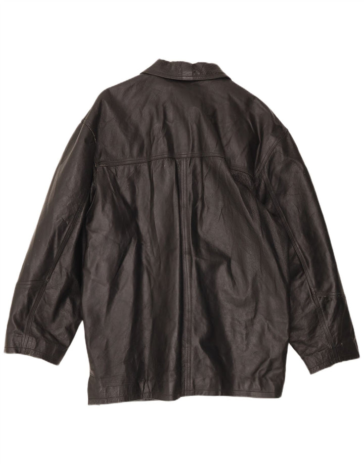 VINTAGE Ανδρικό Δερμάτινο Μπουφάν IT 54 2XL Μαύρο Δερμάτινο