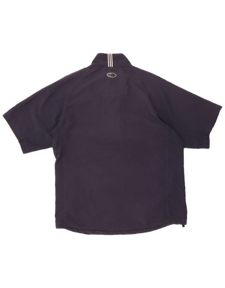 Ανδρική φόρμα αθλητικής φόρμας Adidas με κοντό μανίκι με φερμουάρ με λαιμόκοψη, μεσαίο μπλε ναυτικό