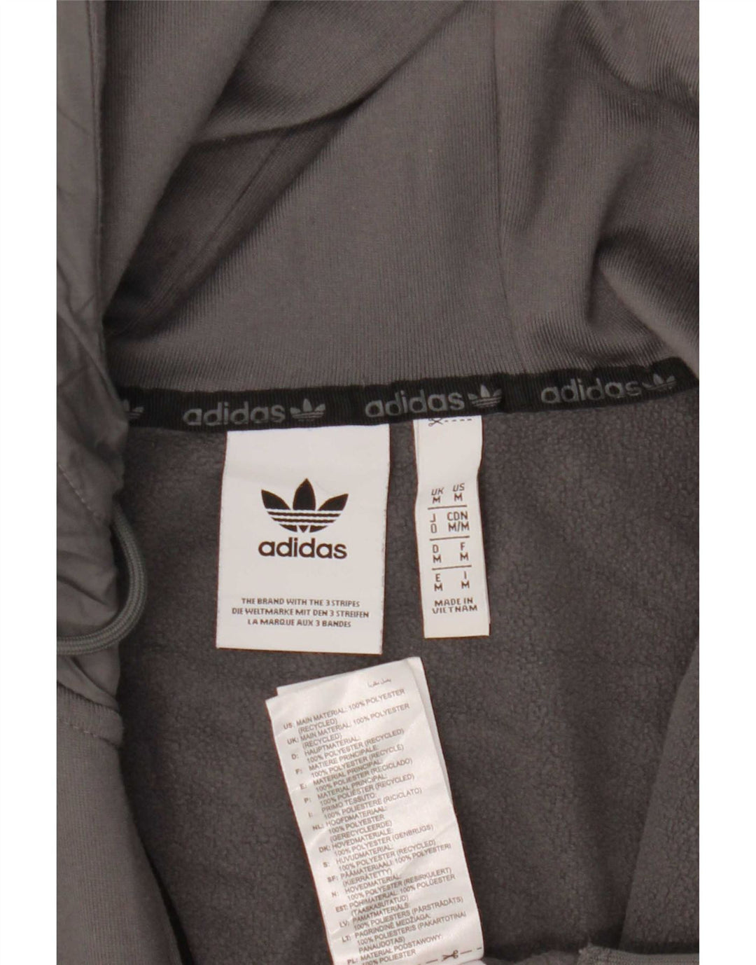 Ανδρικό πουλόβερ με κουκούλα με φερμουάρ Adidas με μεσαίο γκρι χρώμα πολυεστέρα