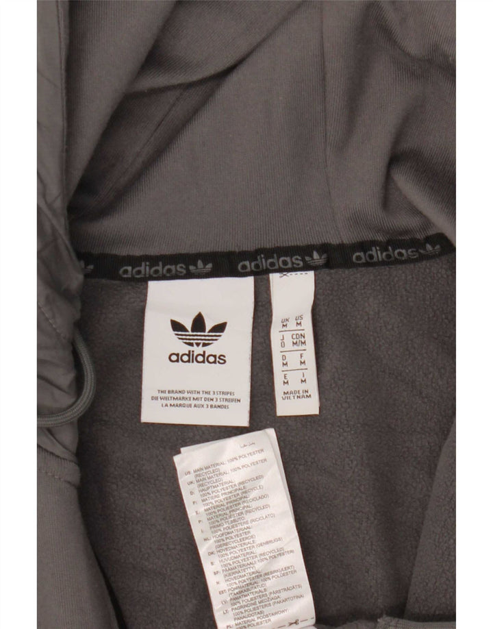 Ανδρικό πουλόβερ με κουκούλα με φερμουάρ Adidas με μεσαίο γκρι χρώμα πολυεστέρα