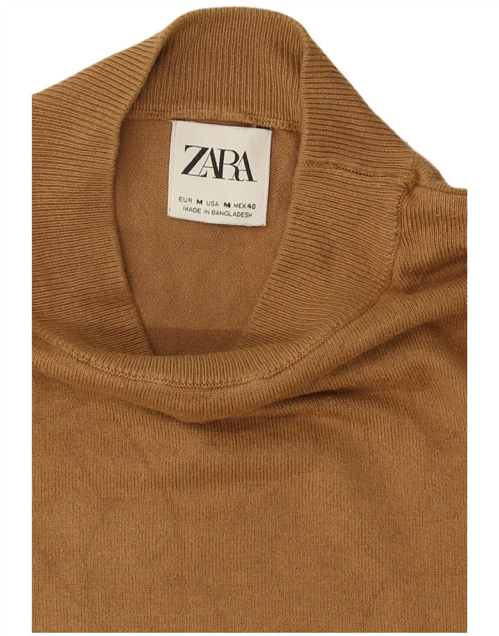 Ανδρικό πουλόβερ Zara με λαιμόκοψη μεσαίου μπεζ