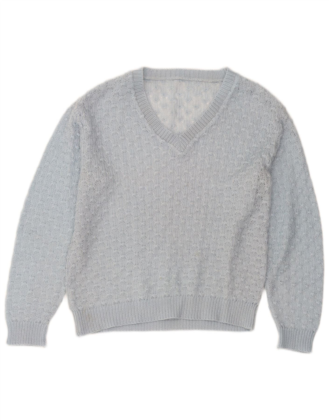 Vintage γυναικείο πουλόβερ με V λαιμόκοψη UK 14 Medium Blue