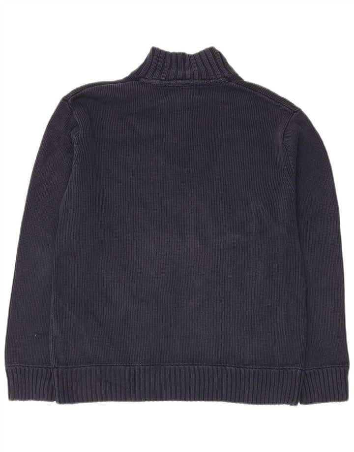 Crew Clothing Ανδρικό πουλόβερ με λαιμό με κουμπιά μεγάλο μπλε βαμβακερό