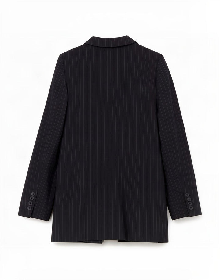Reiss Γυναικείο μπουφάν σακάκι με 1 κουμπί UK 4 XS Navy Blue Pinstripe Polyester
