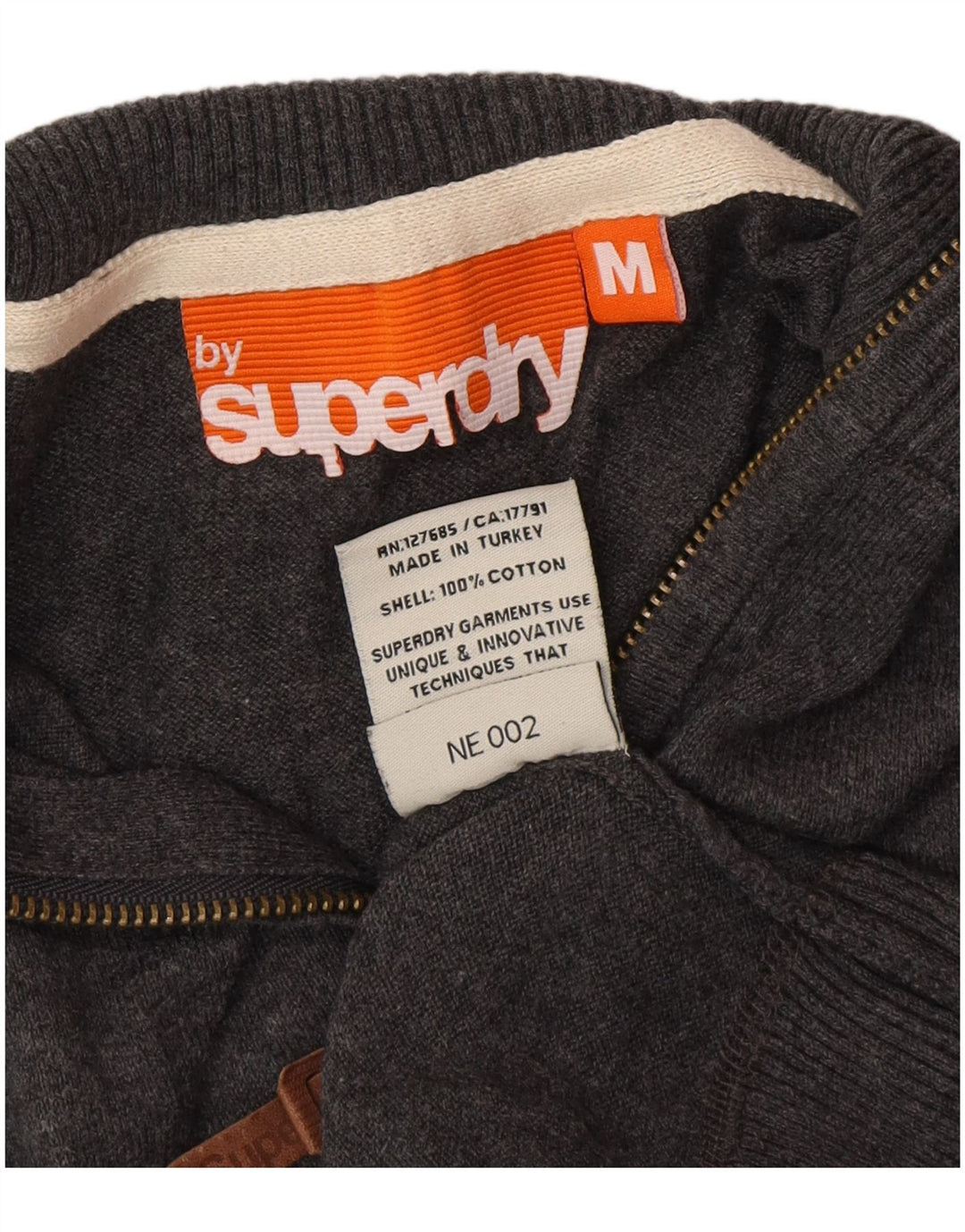 Ανδρικό πουλόβερ με φερμουάρ Superdry, μεσαίο βαμβακερό γκρι