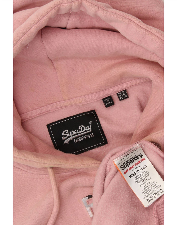 Γυναικείο γραφικό κουκούλα SUPERDRY UK 8 Small Pink Cotton