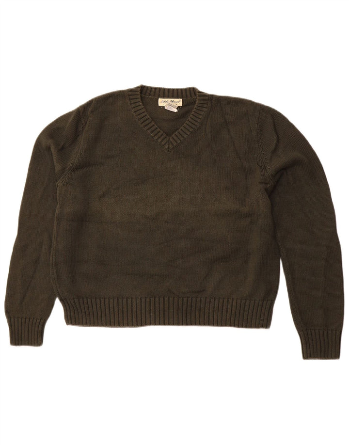 EDDIE BAUER Γυναικείο πουλόβερ με λαιμόκοψη με V λαιμόκοψη UK 16 μεγάλο βαμβακερό πράσινο