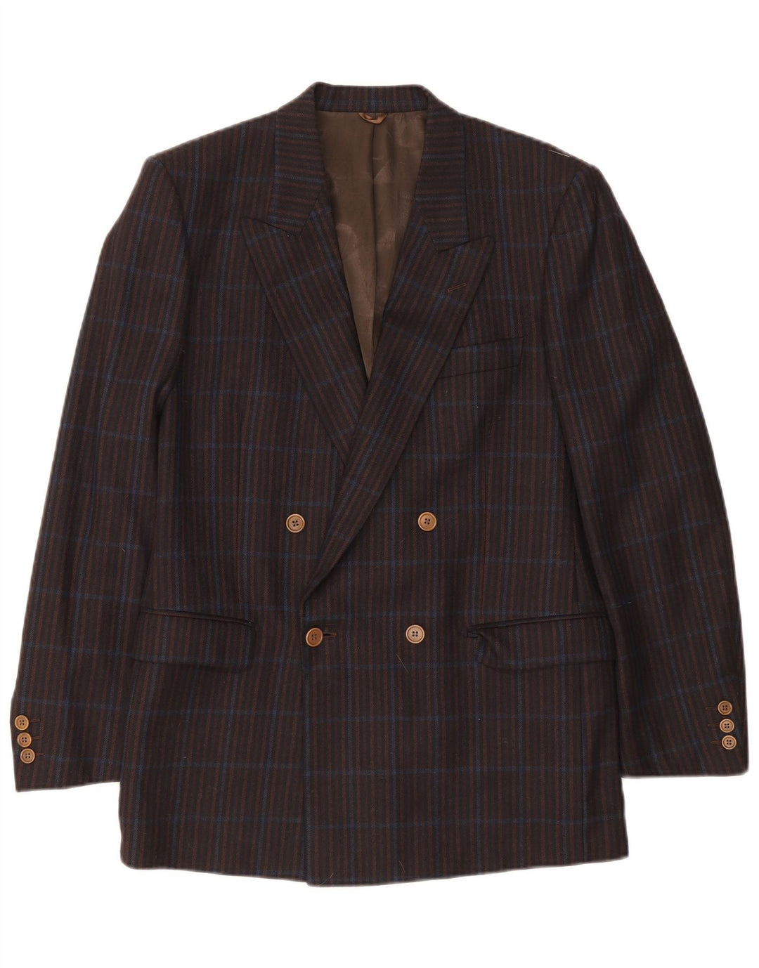 Μπουφάν Elle Mens Double Breasted Blazer Jacket IT 50 Large Navy Blue Check
