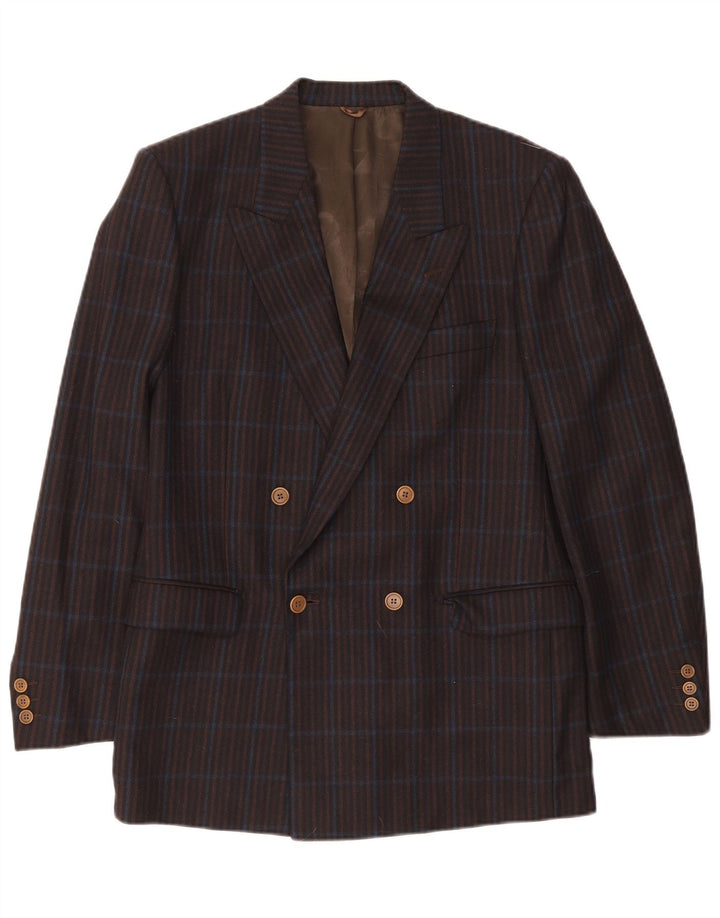 Μπουφάν Elle Mens Double Breasted Blazer Jacket IT 50 Large Navy Blue Check