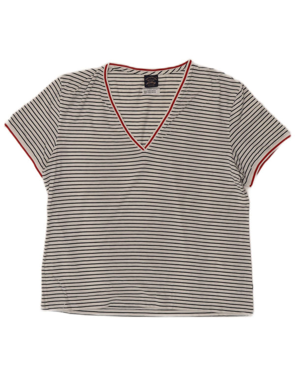 PAUL & SHARK Γυναικείο T-Shirt Top UK 18 XL Λευκό βαμβακερό ριγέ
