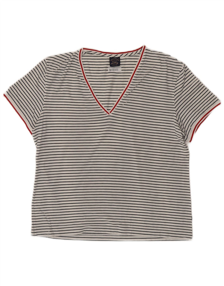 PAUL & SHARK Γυναικείο T-Shirt Top UK 18 XL Λευκό βαμβακερό ριγέ