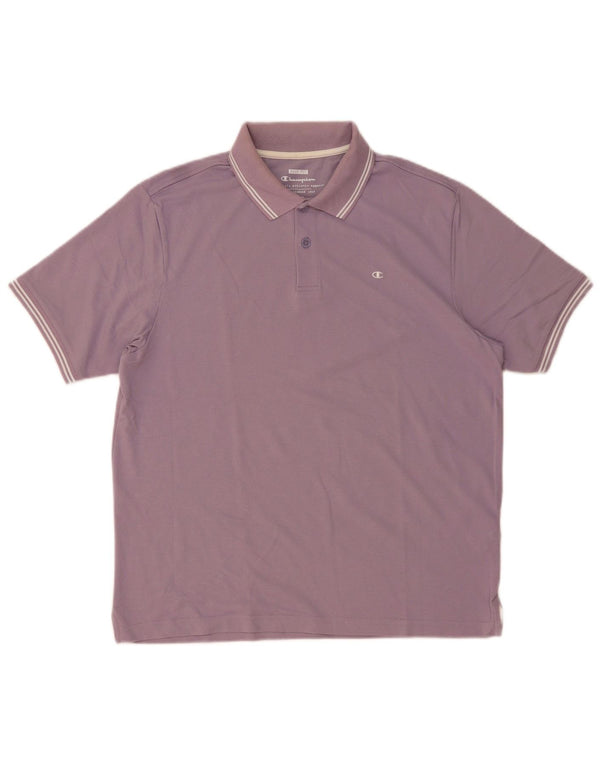 Ανδρικό μπλουζάκι πόλο Champion Easy Fit Βαμβακερό μεσαίο μωβ ριγέ
