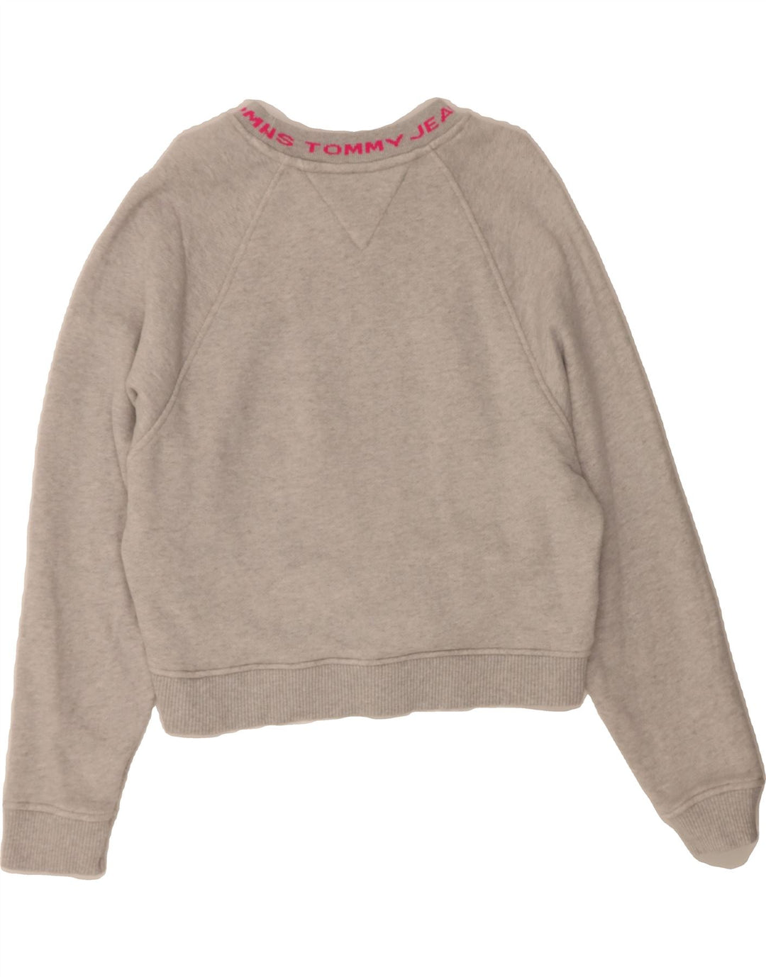 TOMMY HILFIGER Womens Oversized Crop Sweatshirt Jumper UK 10 Small Grey Vintage Tommy Hilfiger and Second-Hand Tommy Hilfiger from Messina Hembry 