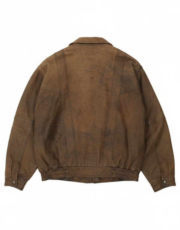 B&S Exclusive Ανδρικό Bomber Δερμάτινο Μπουφάν UK 42 XL Καφέ Δερμάτινο