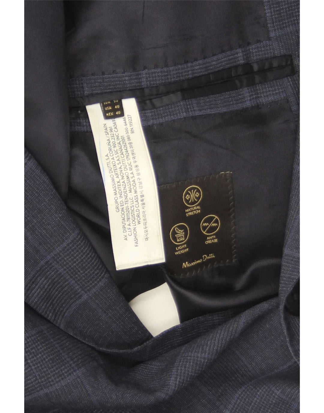 Massimo Dutti Ανδρικό σακάκι μπλέιζερ με 2 κουμπιά EU 40 Μαλλί μεσαίου μπλε ναυτικό
