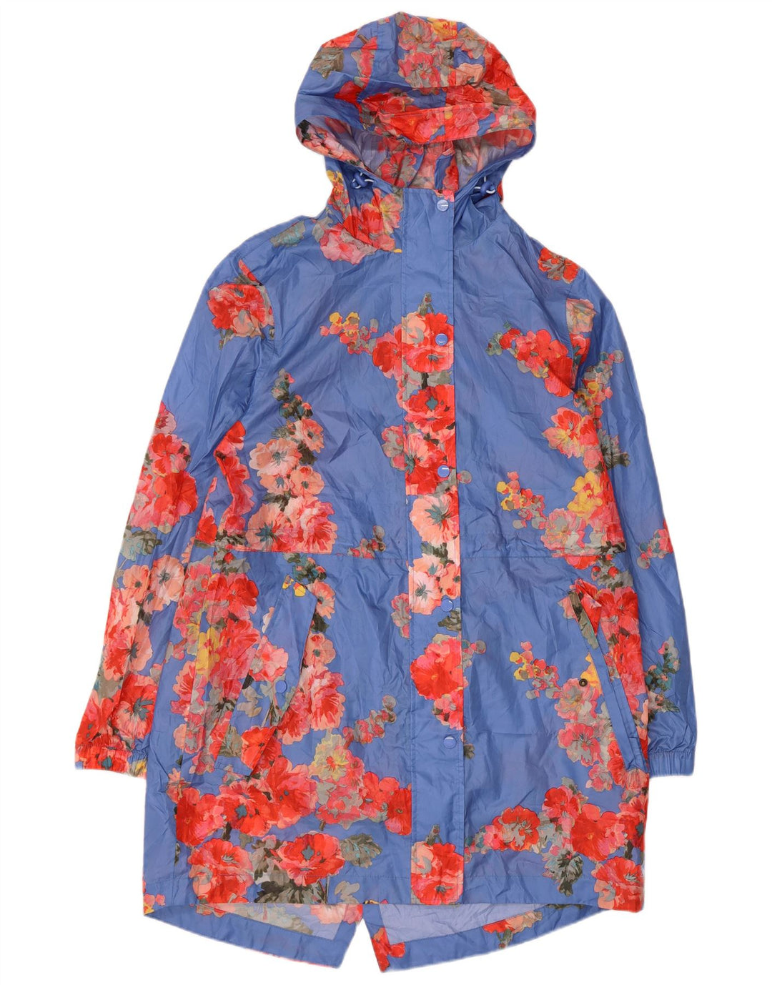 Joules Γυναικείο Αδιάβροχο με κουκούλα UK 12 Medium Blue Floral Polyester