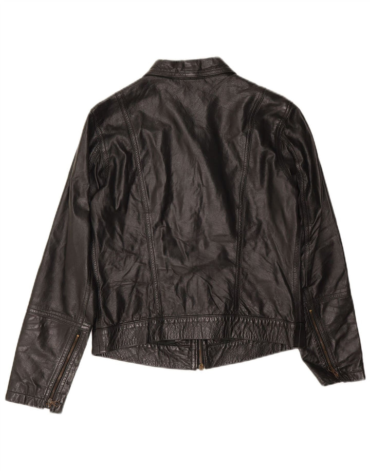 Sisley Γυναικείο Δερμάτινο Μπουφάν UK 10 Small Black Leather
