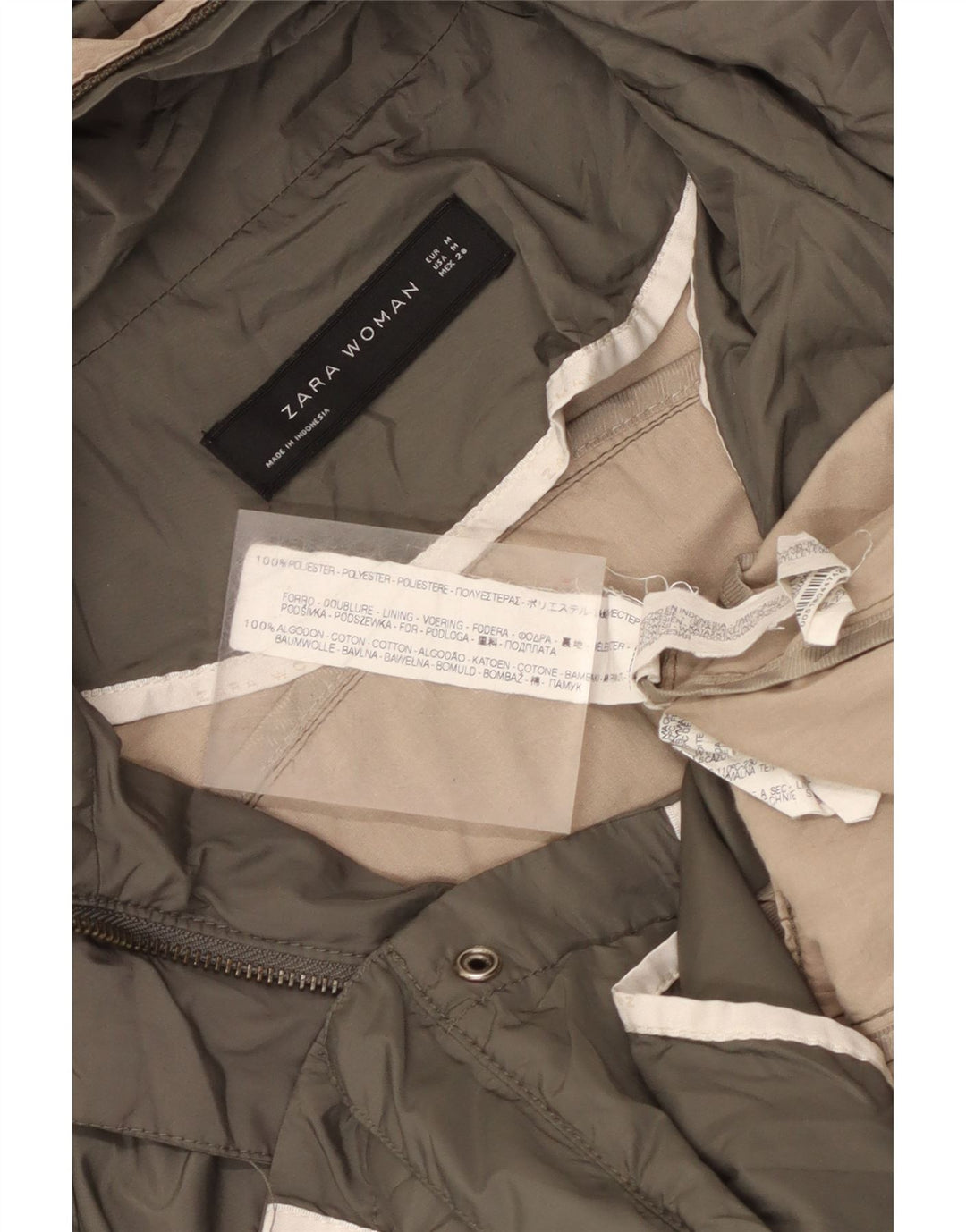 Zara Γυναικείο Utility Jacket UK 12 Medium Khaki Polyester