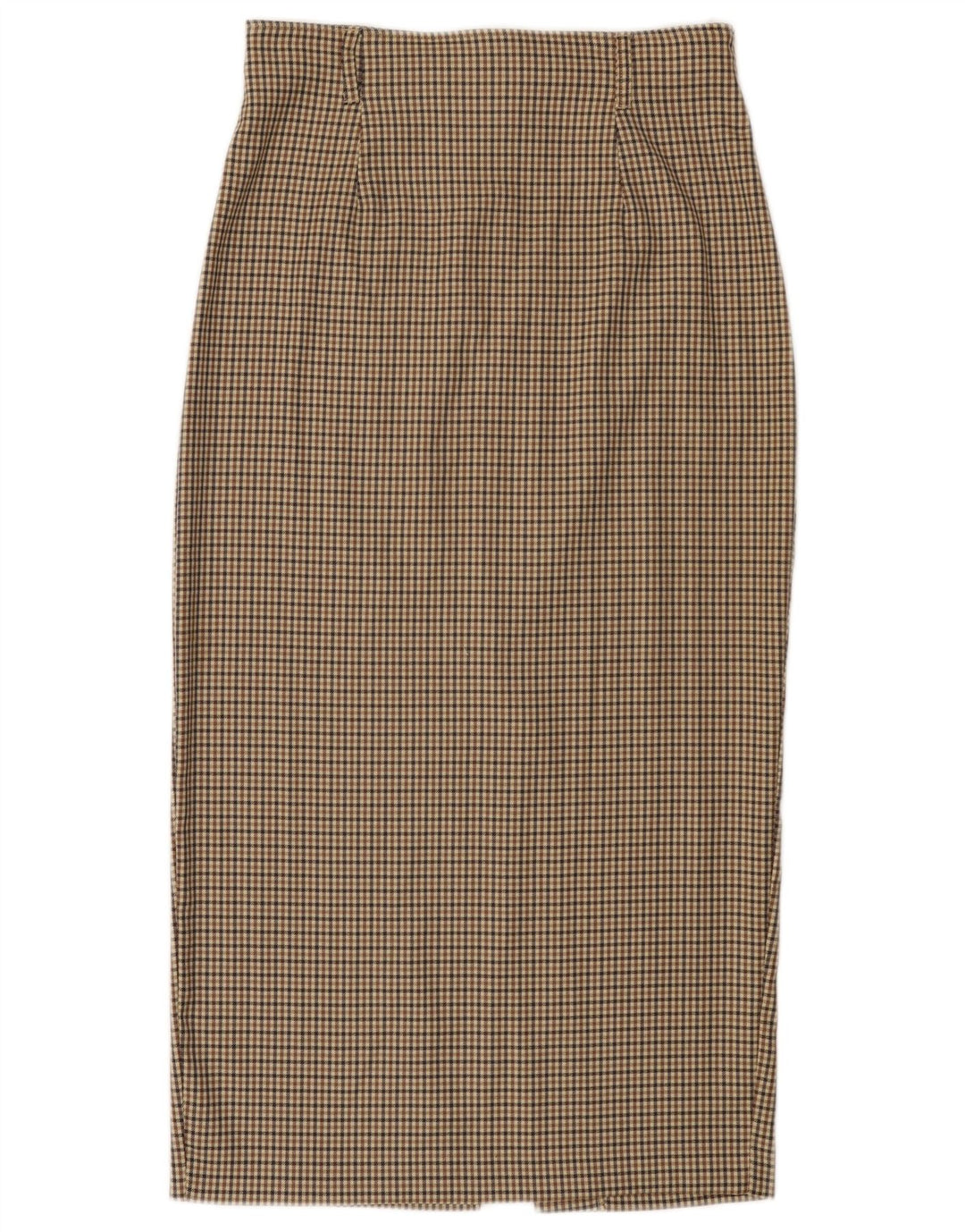 BENETTON Γυναικεία Midi Φούστα IT 44 Medium W28 Beige Check Wool