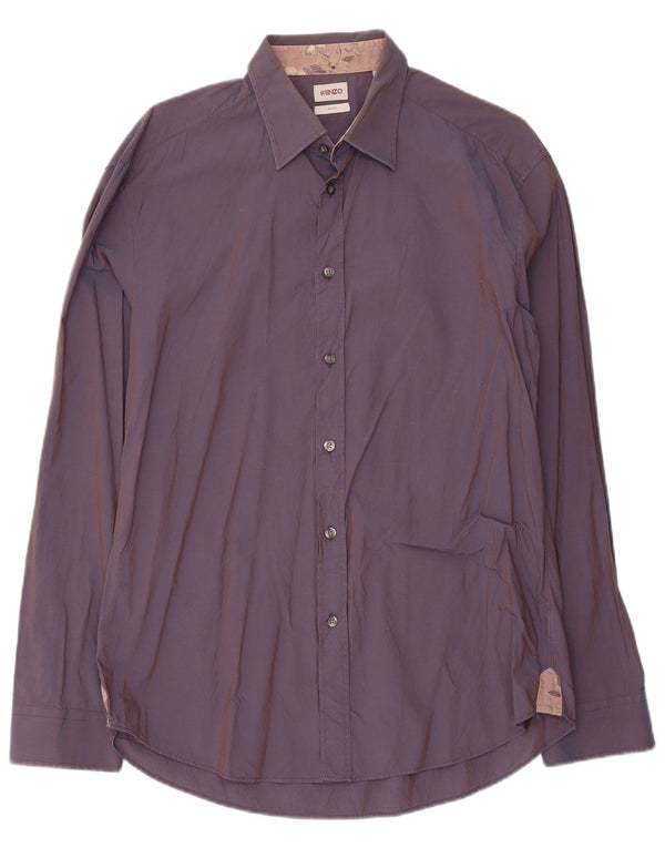 Kenzo Mens Slim Fit Shirt Size 42 16 1/2 Large Purple Cotton