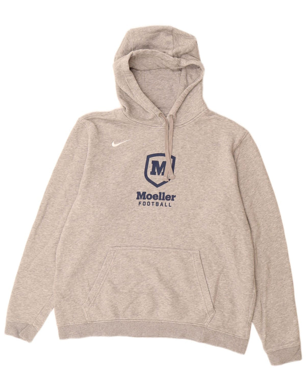 NIKE Mens Moeller Graphic Hoodie Jumper Large Grey Cotton