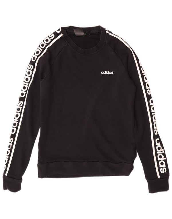 Γυναικεία γραφική φούτερ Adidas Jumper UK 12/14 μεσαίο μαύρο βαμβακερό