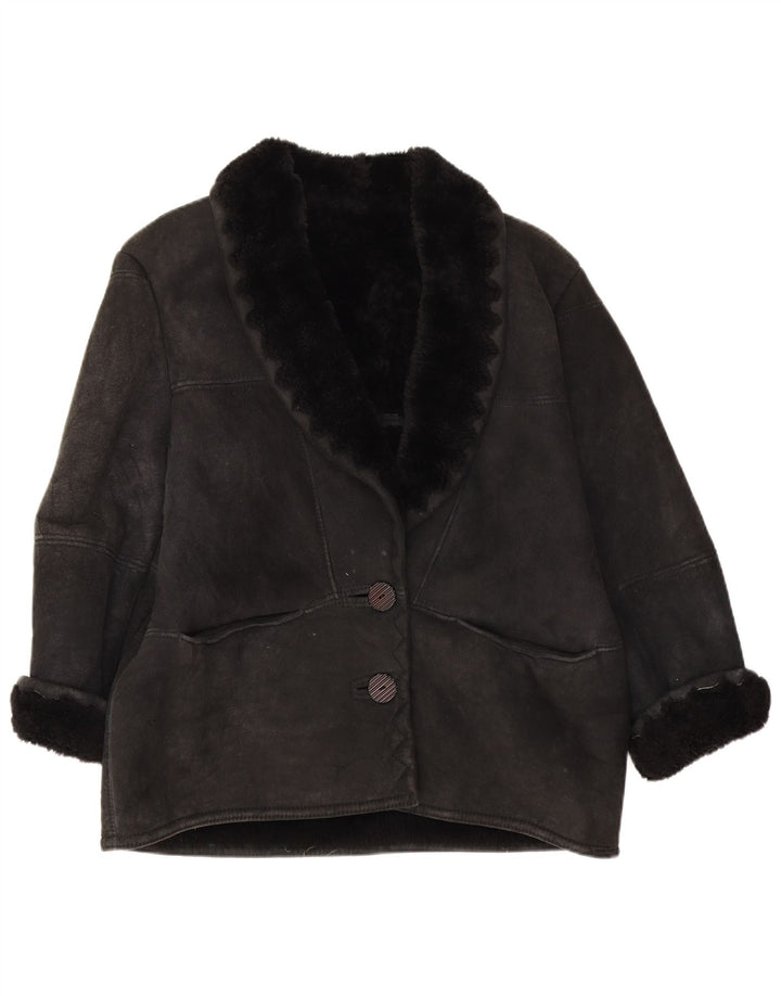 Vintage Γυναικείο Shearling Jacket IT 44 Medium Black Shearling