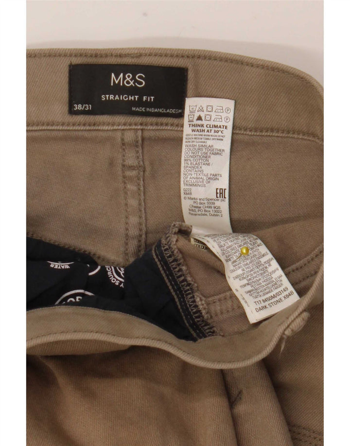 Ανδρικό τζιν ίσιο Marks & Spencer W38 L31 Μπεζ βαμβακερό