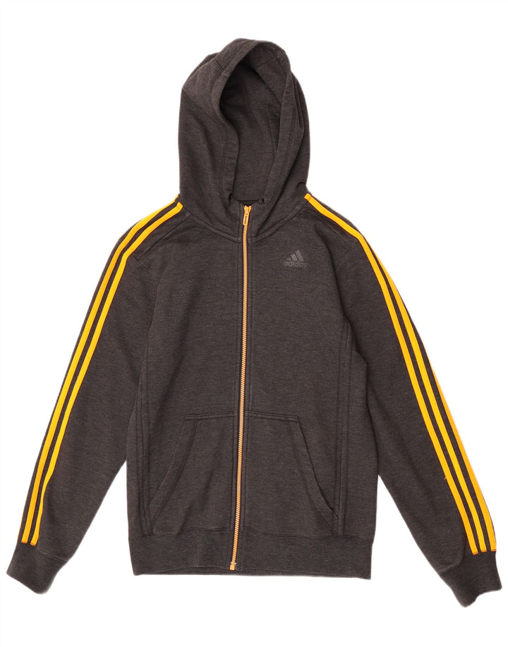 Ανδρικό πουλόβερ Adidas Climalite με κουκούλα με φερμουάρ Μικρό γκρι πολυεστέρα