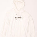 LEVI'S Mens Graphic Hoodie Jumper Medium White Cotton Vintage Levi's and Second-Hand Levi's from Messina Hembry 