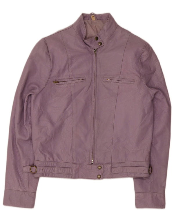 Vintage Γυναικείο Bomber Δερμάτινο Μπουφάν IT 42 Medium Purple Leather