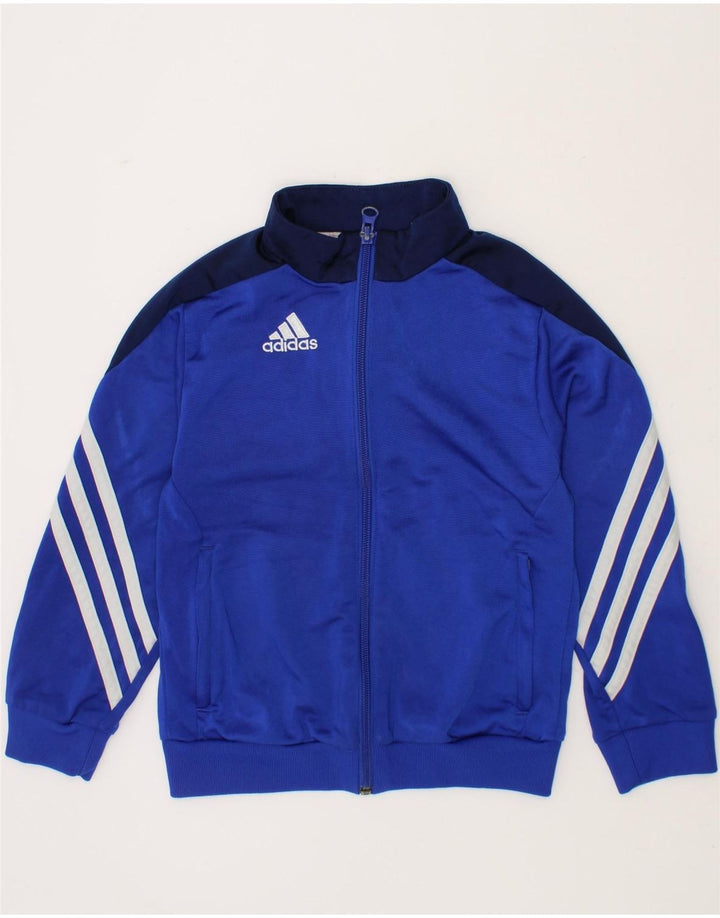 ADIDAS Boys Tracksuit Top Jacket 5-6 Years XS Blue Colourblock Polyester Vintage Adidas and Second-Hand Adidas from Messina Hembry 