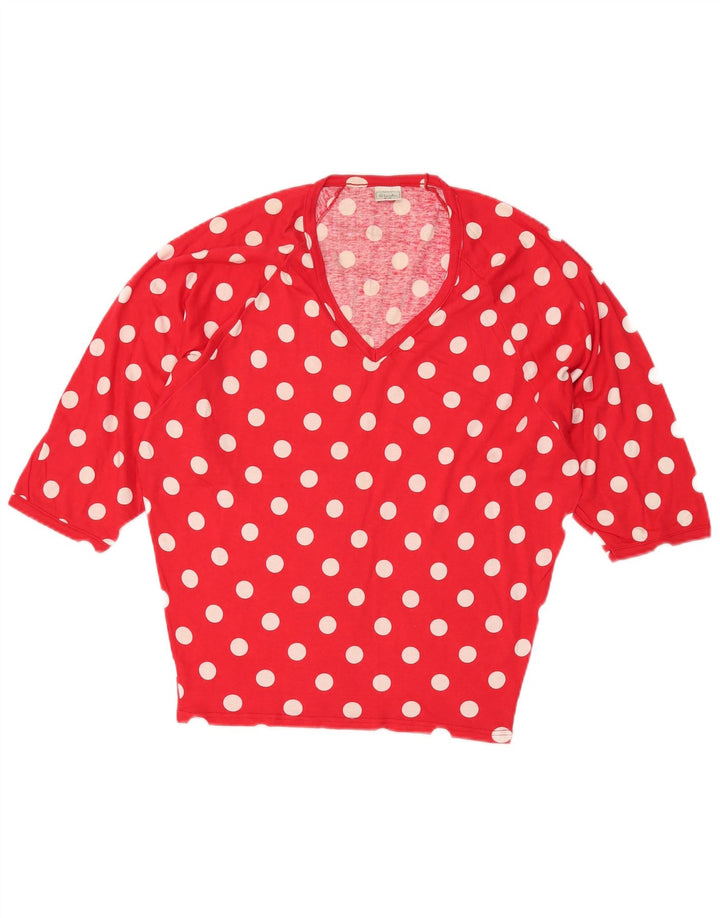 BENETTON Γυναικείο τοπ 3/4 μανίκι 3/4 UK 10 Small Red πουά