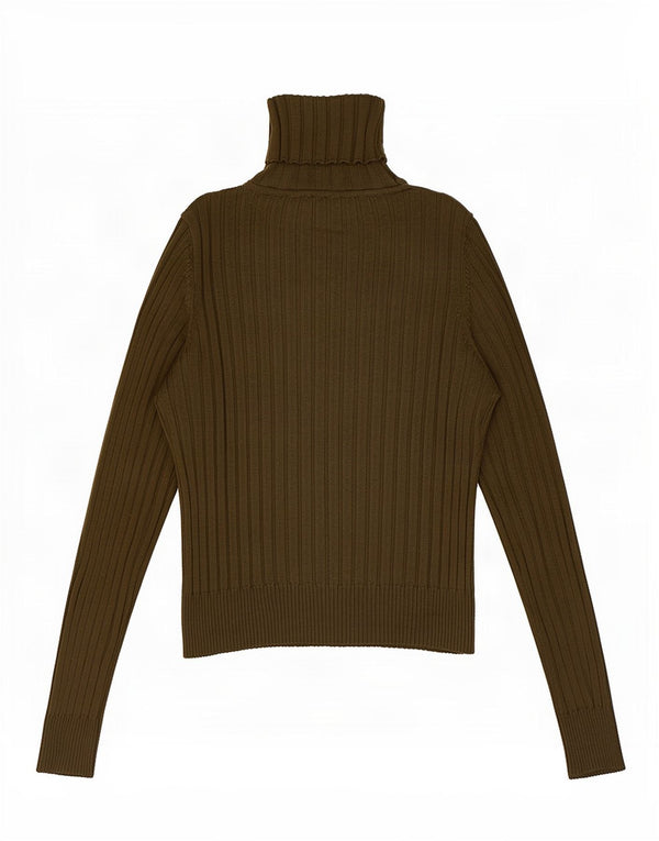 Zara γυναικείο πουλόβερ με ρολό λαιμόκοψη UK 8 Small Khaki Viscose
