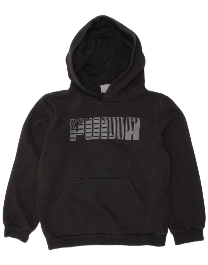PUMA Boys Graphic Hoodie Jumper 7-8 ετών Μαύρο βαμβακερό