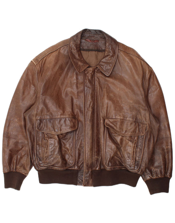 La Matta Ανδρικό Bomber Δερμάτινο Μπουφάν IT 50 Large Brown Δερμάτινο