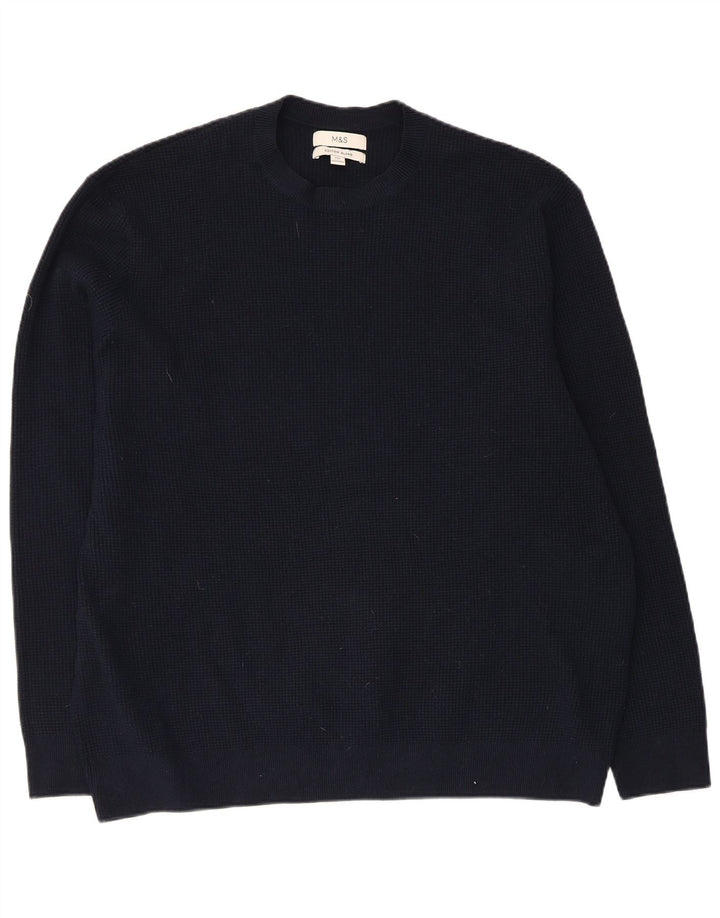 Marks & Spencer Ανδρικό πουλόβερ με λαιμόκοψη 3XL Navy Blue Polyester