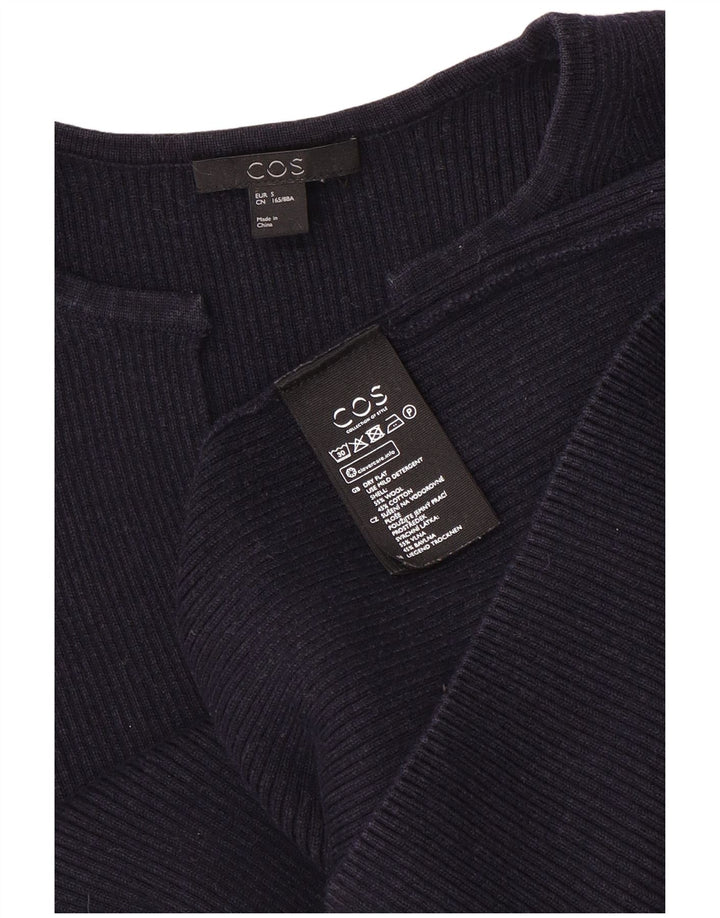 Cos Γυναικείο πουλόβερ με λαιμόκοψη μεγάλου μεγέθους UK 10 Small Navy Blue Wool