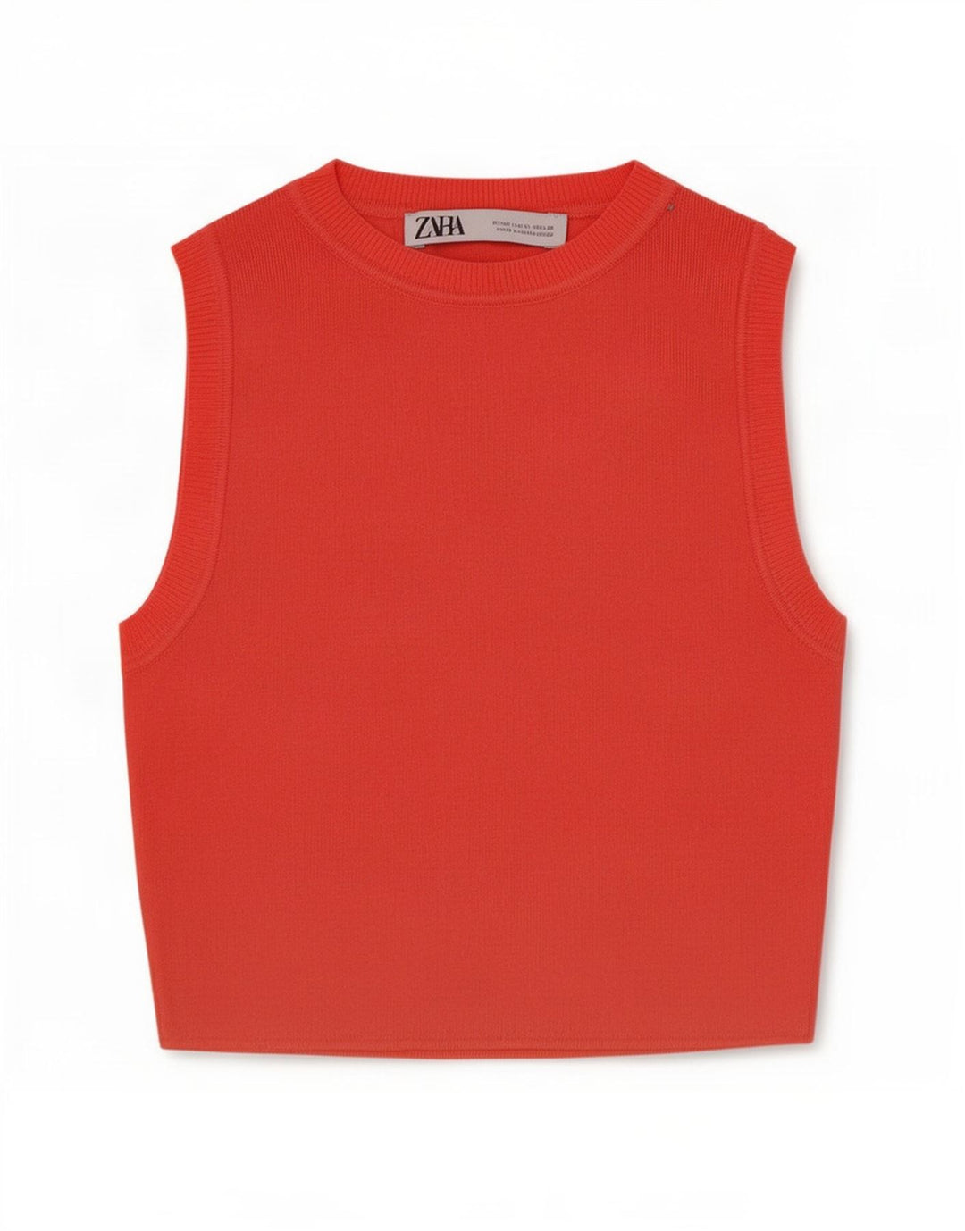 Zara Γυναικείο Crop Vest Top UK 12 Medium Red Viscose