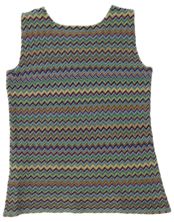 Vintage γυναικείο αμάνικο τοπ UK 14 Medium πολύχρωμο Chevron