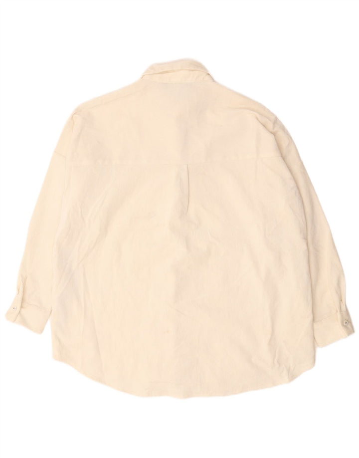Zara Γυναικείο υπερμεγέθη κοτλέ πουκάμισο UK 10 Small White Polyester