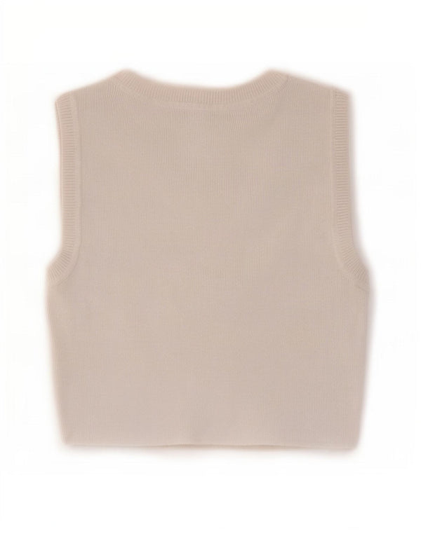 Zara Γυναικείο Crop Vest Top UK 12 Medium White Viscose
