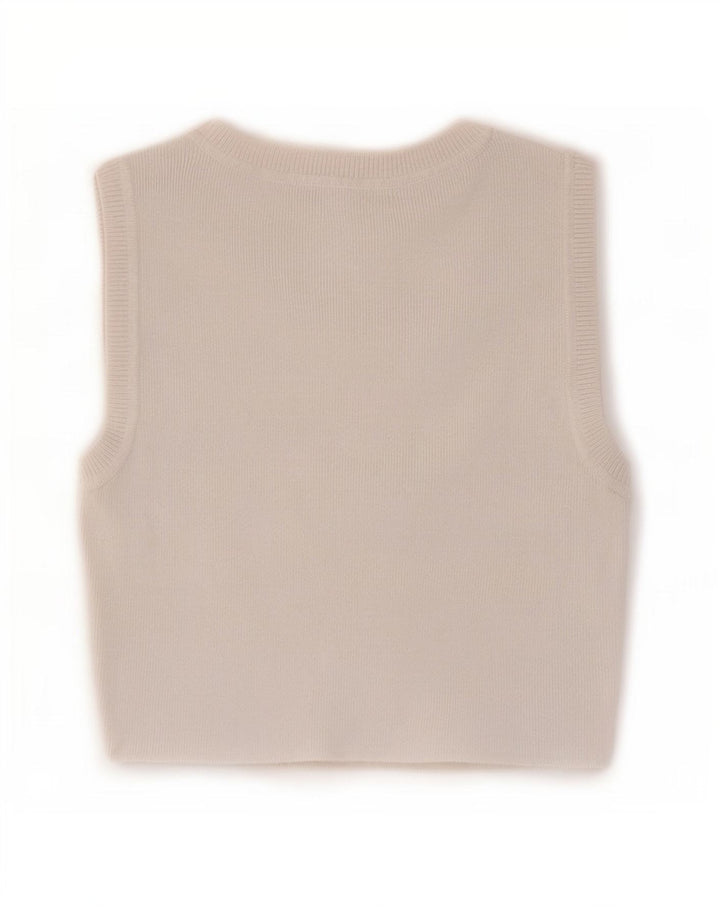 Zara Γυναικείο Crop Vest Top UK 12 Medium White Viscose
