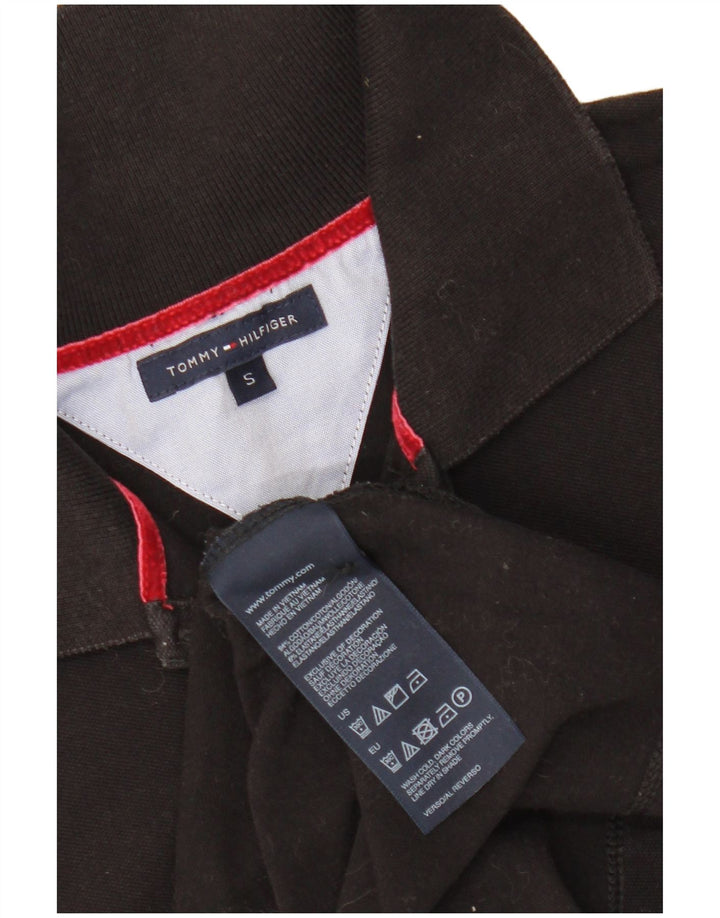 Γυναικείο μπλουζάκι πόλο TOMMY HILFIGER UK 8 Small μαύρο βαμβακερό