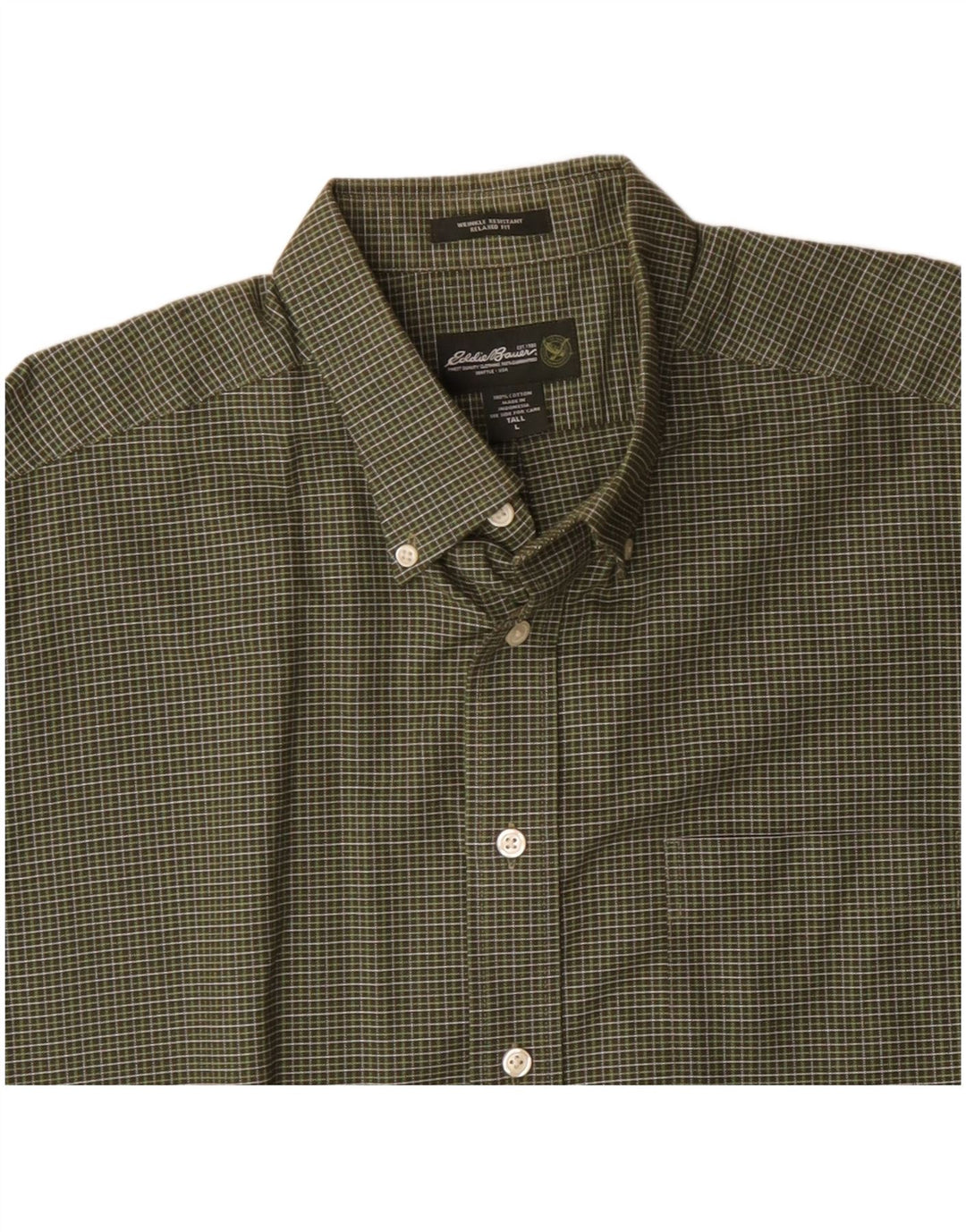 EDDIE BAUER Ανδρικό πουκάμισο Relaxed Fit Large Green Check Cotton