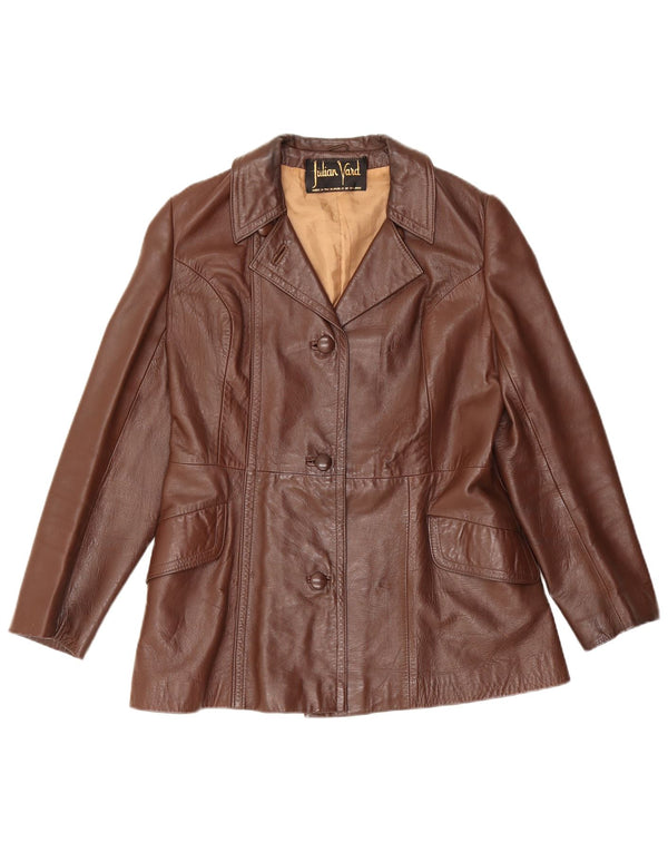 Julian Vard Γυναικείο δερμάτινο σακάκι με 3 κουμπιά UK 10 Small Brown
