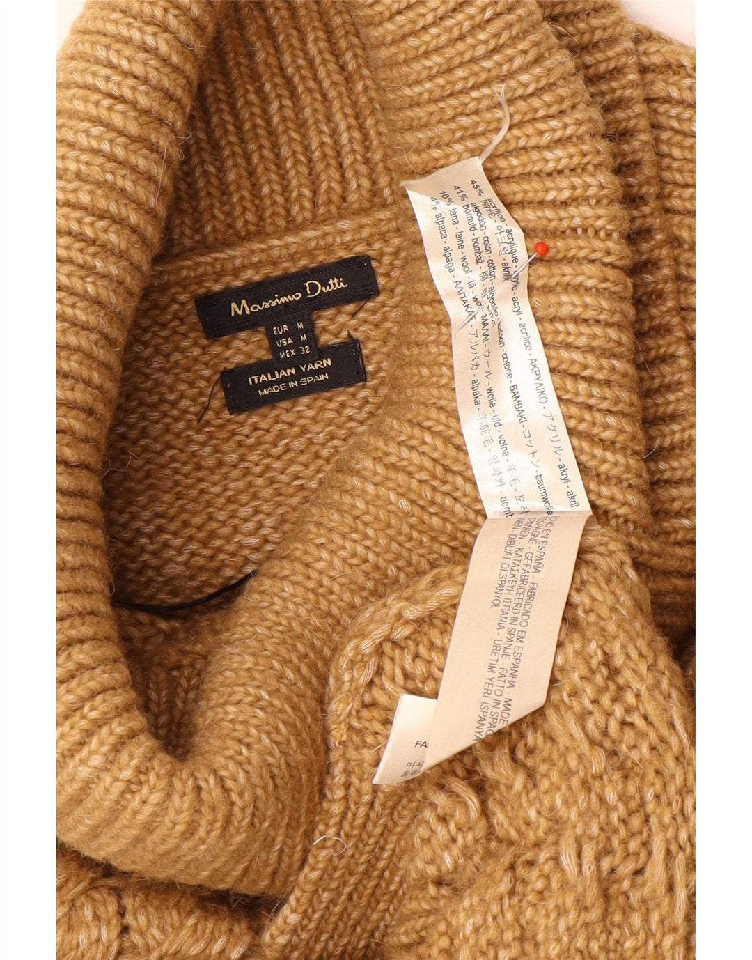 Massimo Dutti Γυναικείο πουλόβερ με ρολό λαιμόκοψη UK 14 μεσαίου καφέ ακρυλικό