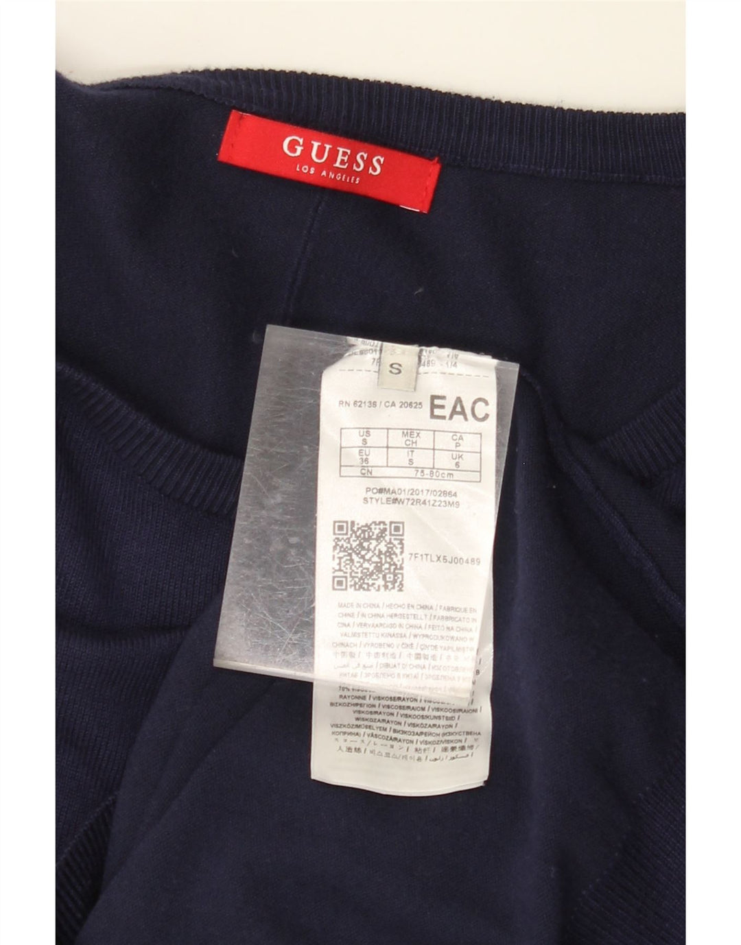 GUESS Γυναικείο πουλόβερ με λαιμόκοψη μεγάλου μεγέθους UK 6 Small Navy Blue