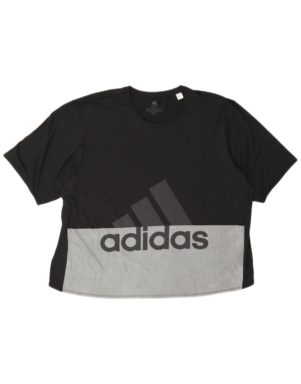 Γυναικείο γραφικό μπλουζάκι Adidas Climalite Top UK 24/26 2XL Black Colourblock
