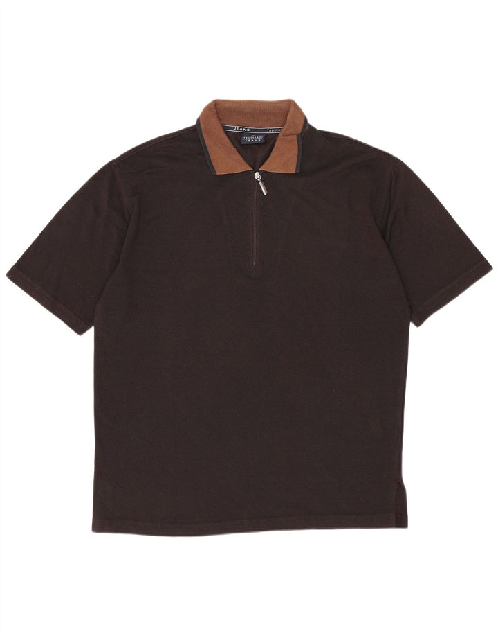 Ανδρικό πουκάμισο πόλο Trussardi Jeans, μεσαίο μαύρο χρώμα, πολυεστέρας